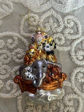 Summit Blown Glass Noah’s Ark Christmas Ornament